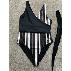 BAIIA one shoulder striped body swimsuit and top Size 18  Reversible NWOT